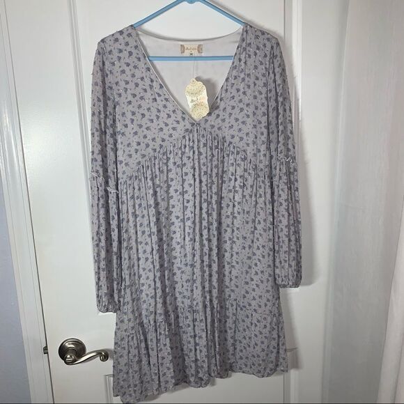 Altar’d State Dusty Blue Floral Dress NWT - Picture 1 of 5